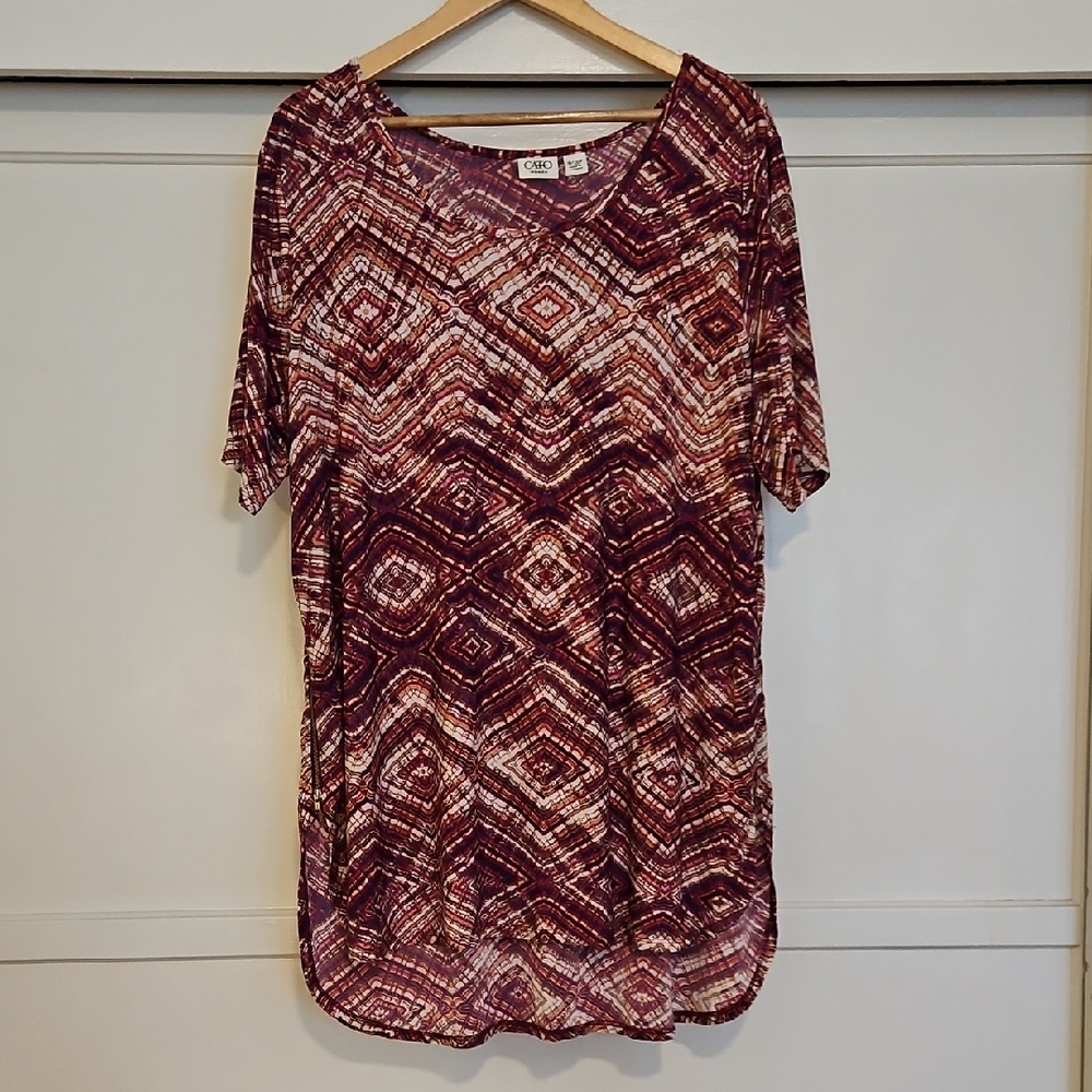 Geometric Patterned Blouse with Zippers